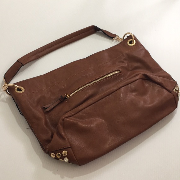 NEW! Camel Satchel Bag Purse with Stones - Picture 2 of 4